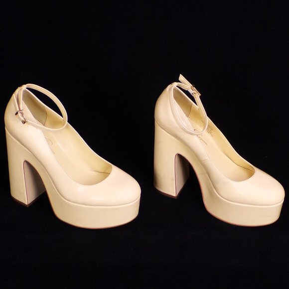 JESSICA SIMPSON size 9M JS-MACEE nude-beige ultra-high-heel platform pumps - Picture 1 of 16